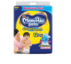 MamyPoko Pants All Night Absorb Diaper (XL, 12-17kg - 54 Diapers)